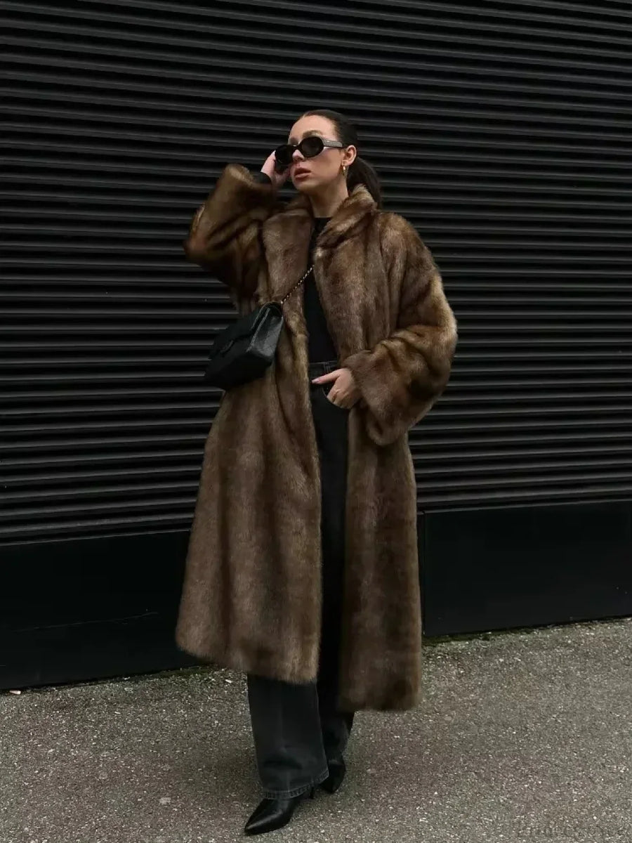 Elegant Woolen Belted Long Sleeve Overcoat