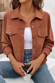 Corduroy Button-Front Shirt Jacket