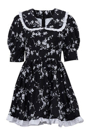 Floral Peter Pan Puff Sleeve Mini Dress