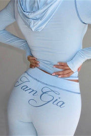 Retro Y2K Slim Letter Print Two-Piece Set