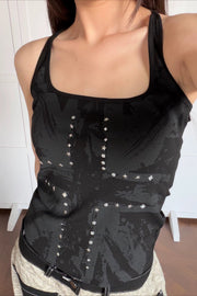 Rhinestone Graphic Racerback Tank Top