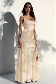 Elegant Lace Backless Maxi Dress