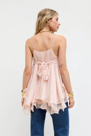 Tie Back Ruffle Layering Cami Top