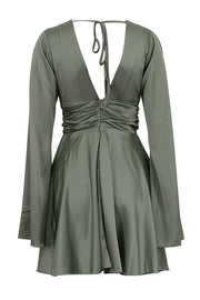 Elegant Satin Ruffle Romantic Mini Dress