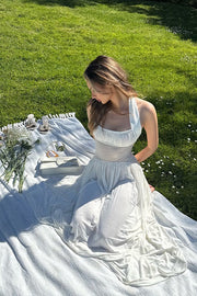 Halter Sheer Panel Flowy Maxi Dress