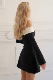 Contrast Off Shoulder Fit Mini Dress