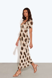 Polka Dot Tie Front Sheer Maxi Dress