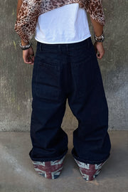 Street Cuffed Print Loose Jeans