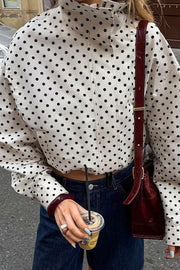Polka-Dot Drawstring-Hem Bomber Jacket