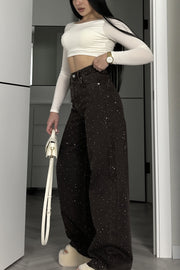 Street Rhinestone Loose Casual Jeans