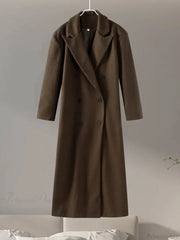 Gray Casual Wool Notched Button Up Overcoat