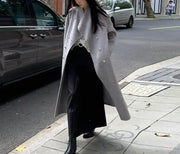 Grey Wool Loose-Fit Fleece Overcoat