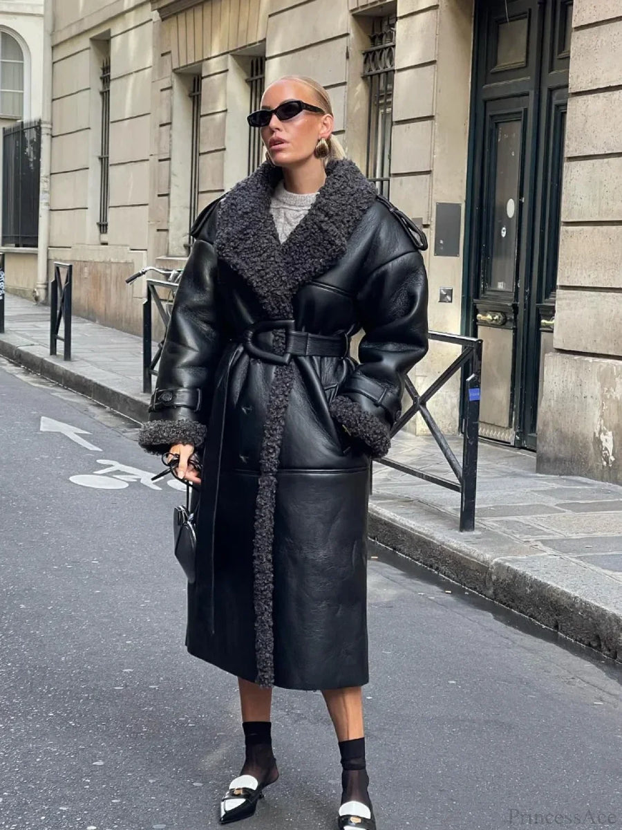 Leopard Faux Mink Fur Winter Overcoat