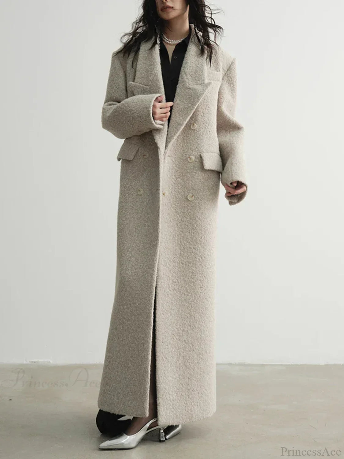 Solid Patchwork Long Sleeve Overcoat