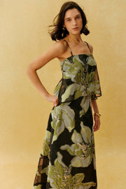 Black Floral Spaghetti Strap Maxi Dress