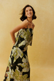 Black Floral Spaghetti Strap Maxi Dress