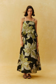 Black Floral Spaghetti Strap Maxi Dress