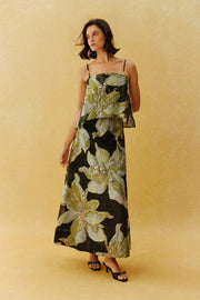 Black Floral Spaghetti Strap Maxi Dress