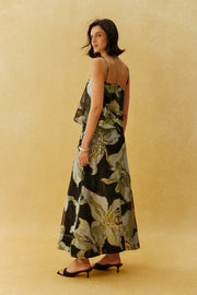 Black Floral Spaghetti Strap Maxi Dress