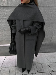 Turn-Down Collar Double-Breasted Overcoat
