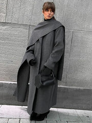 Turn-Down Collar Double-Breasted Overcoat